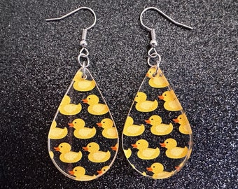 Ducky Earrings: Laser Cut Acrylic Ducks, Duckies, "Rubber" Duck Earrings, Bath Time, Ducks, Duckies, Animals, Bird, Gift for Her/Him/Them