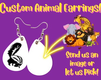 Custom Animal Earrings - Your Animal Here: Custom Animal Photo Earrings, Animals, Creatures, Photos Sublimated, Best Gift For Her/Him/Them