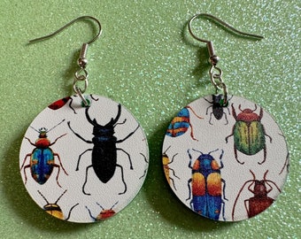 Insect Earrings: Laser Cut Acrylic Insects, Bugs, Green Earrings, Beetle, Animals, Entomology, Zoo, Colorful, Best Gifts for Her/Him/Them