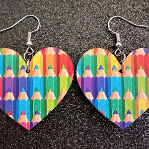 Colored Pencil Earrings: Laser Cut Acrylic Back to School Earrings, Artist, Teacher, Student, Education, Artist, Best Gifts for Her/Him/Them