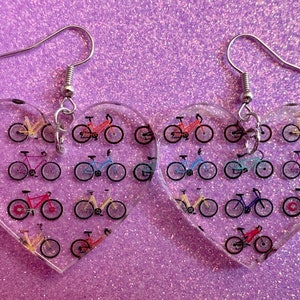 Bicycle Earrings: Laser Cut Acrylic Bicycles, Cycling, Bike Ride, Travel, Biking, Eco Friendly, Sports, Hobby, Best Gifts for Her/Him/Them
