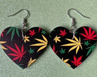 Marijuana Leaf Earrings: Laser Cut Acrylic Weed Leaves, Green Earrings, Plants, 420, Pot, Gag Gift, Novelty, Best Gifts for Her/Him/Them