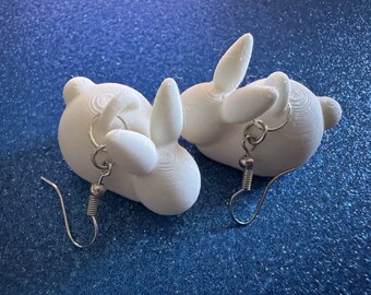 Bunny Earrings: 3D Printed Rabbit Earrings, Rodent, Cute Bunnies, Rabbits, Easter, Animals, Pets, Bun, Zoo, Best Gifts for Her/Him/Them