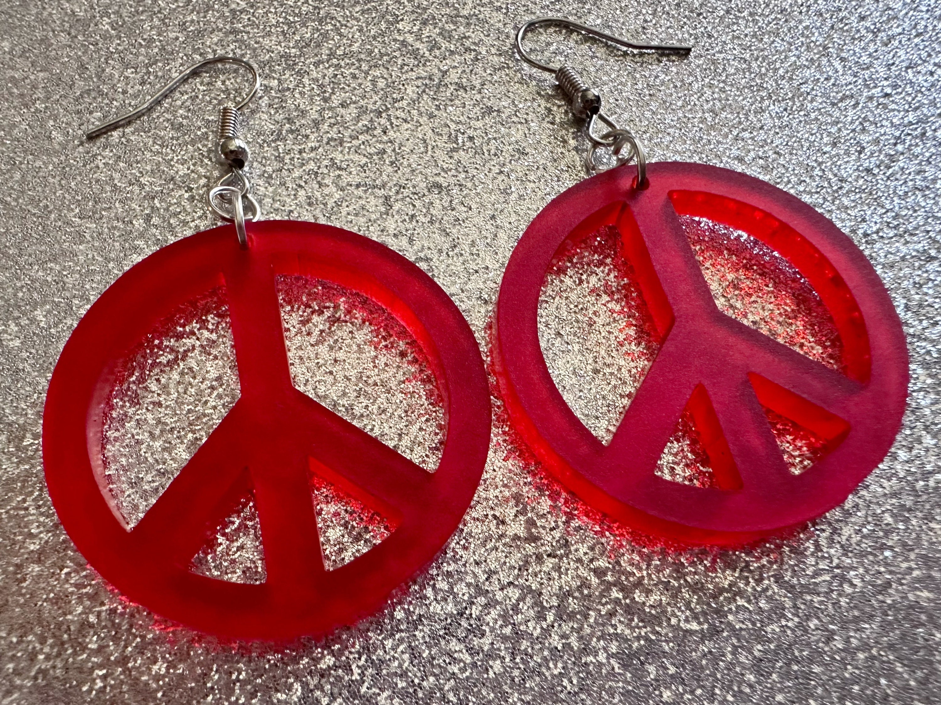Earring Signs Red Peace Sign Earrings: Laser Cut Acrylic Peace Signs, Hippie, Hipster ...