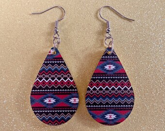 Aztec Design Earrings: Laser Cut Acrylic Earrings, Travel, Pattern, Culture, Cultural, Colorful, Design, Unique, Best Gifts for Her/Him/Them