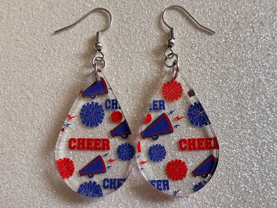 Cheerleading Earrings Laser Cut Acrylic Earrings, Sports, Chearleader