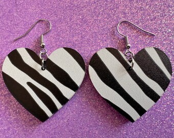 Zebra PrintEarrings: Laser Cut Acrylic Animal Print, Safari, Zebras, African Animals, Zoo, Fancy, Fashion, Best Gifts for Her/Him/Them