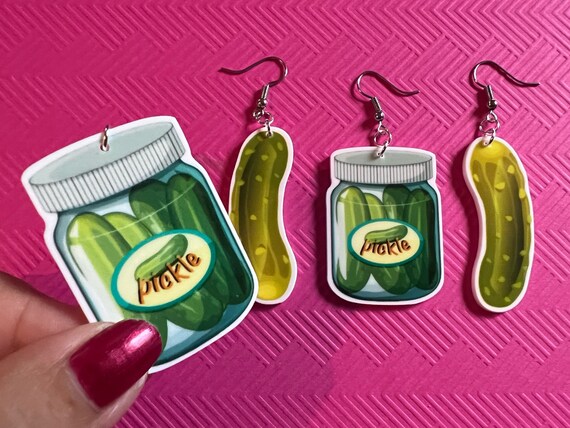Pickle Earrings: Pickle Jar Cucumbers Vegetables Cartoon - Etsy Pickle Earrings: Pickle Jar Cucumbers Vegetables Cartoon - Etsy