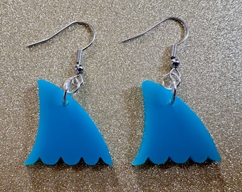 Pendientes de aleta de tiburón: Tiburones acrílicos cortados con láser, Semana del tiburón, Dientes de tiburón, Tiburones, Mar, Acuario, Animales del océano, Los mejores regalos para ella/él/ellos