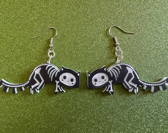 Dainty Halloween Animal Earrings: Laser Cut Acrylic Animals, Skeleton, Novelty Costume Jewelry, Gag Gift, Best Gifts for Her/Him/Them