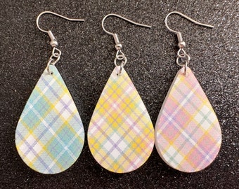 Cute Pastel Plaid Earrings: Laser Cut Acrylic Patterns, Pastels, Shapes, Flannel, Schoolgirl, Preppy, Gag Gift, Best Gifts for Her/Him/Them