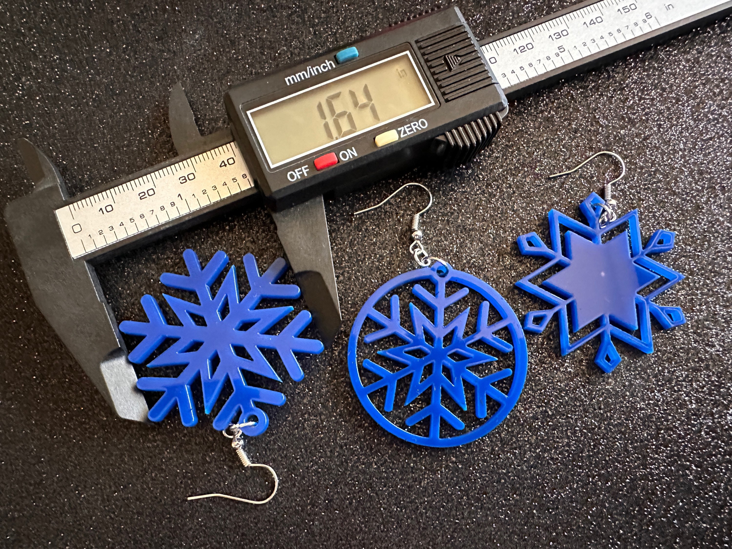 Snowflake Earrings: Laser Cut Acrylic Snowflakes, Stormy Weather