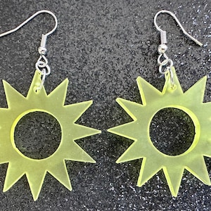Sun Earrings: Laser Cut Acrylic Suns, Sunshine, Hot Weather, Good Weather, Warm Climate, Tropical Holiday, Best Gifts for Her/Him/Them