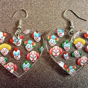Clown Earrings: Laser Cut Acrylic Earrings, Scary Halloween Clowns, Red Nose, Spooky, Silly, Novelty Earrings, Best Gifts for Her/Him/Them
