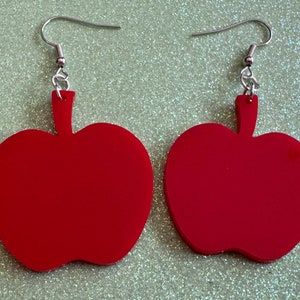 Roter Apfel Ohrringe: Laser geschnittene Acryl Äpfel, Obst, Herbst, Essen, Lehrer Geschenk, rote Äpfel, Geschenke für Sie/Ihn