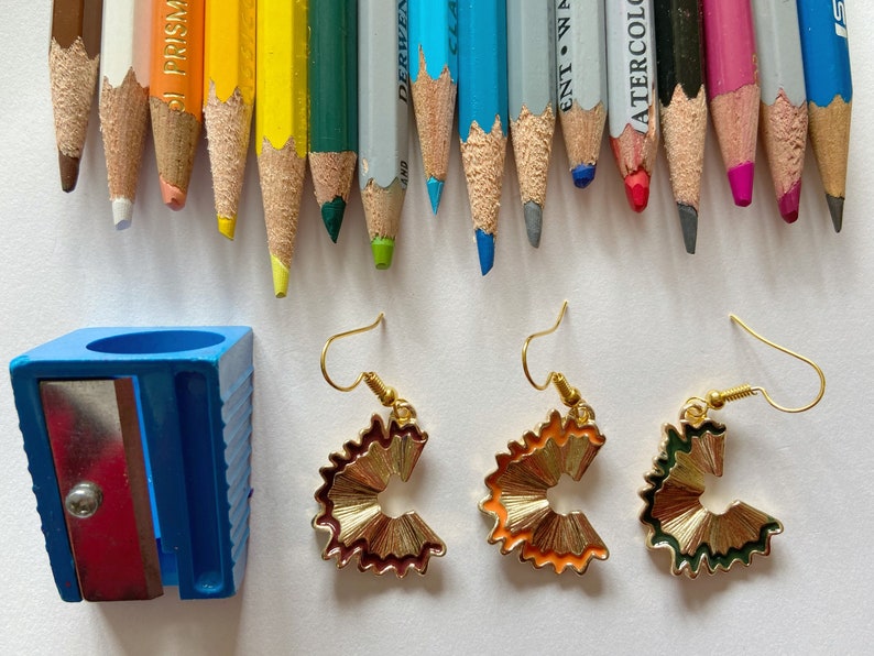 Pencil Shaving Earrings: School Teacher Student Artist image 0