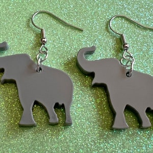 Elephant Earrings: Laser Cut Acrylic Elephants, Simple Elephant Outline, Elephant Silhouette, Zoo Animals, Best Gifts for Her/Him/Them