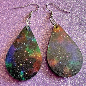 Galaxy Earrings: Laser Cut Acrylic Space Earrings, Astronomy, Stars, Night, Planets, Astrology, NASA, Nebula, Magic, Gifts for Her/Him/Them
