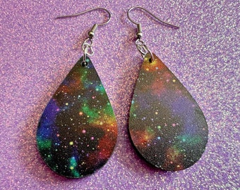 Galaxy Earrings: Laser Cut Acrylic Space Earrings, Astronomy, Stars, Night, Planets, Astrology, NASA, Nebula, Magic, Gifts for Her/Him/Them
