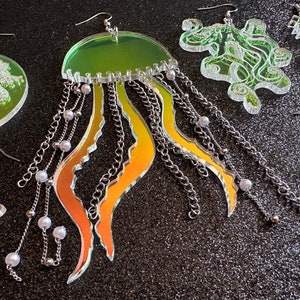 Ocean Creature Earrings: Laser Cut Acrylic Octopuses, Sea Urchins, Horses, Fish, Sea Dragons, Starfishes, Jellyfish, Gifts for Her/Him/Them image 4