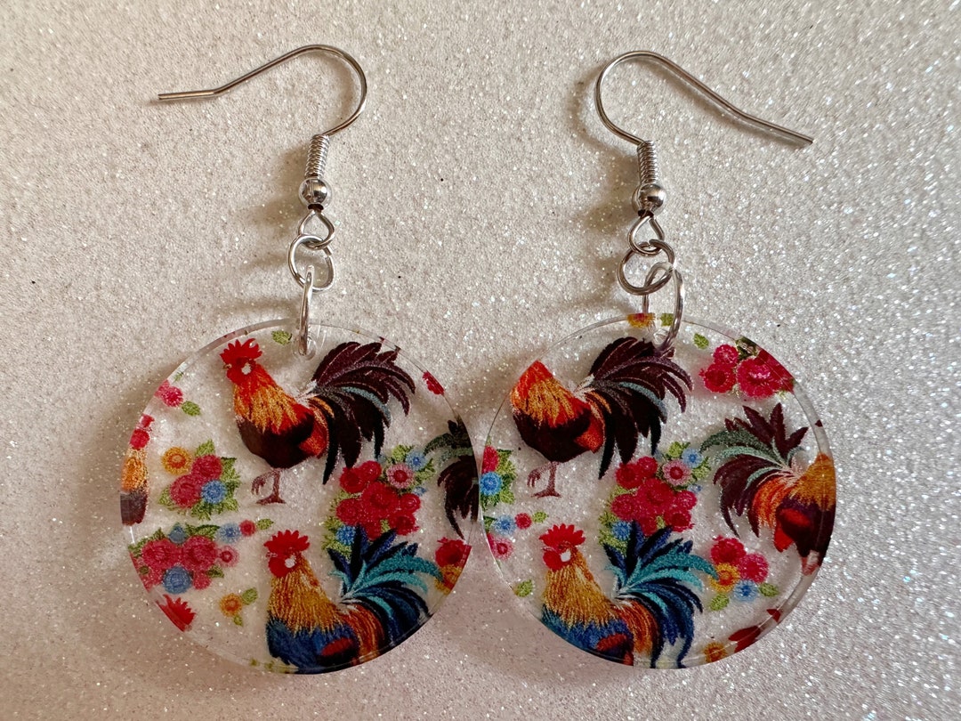 Miniblings Hahn Ohrringe - Witzige Hühner Ohrhänger Im Bauernhof Design