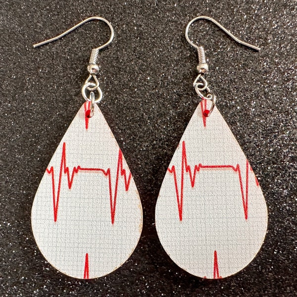 Heart Rate Chart Earrings: Laser Cut Acrylic Earrings, Medical Heart Health, Heart Zone, Nurse, Doctor, Syringe, Best Gifts for Her/Him/Them