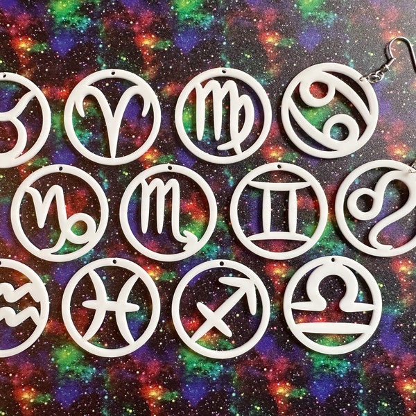 Zodiac Earrings: Laser Cut Acrylic Astrology Signs, Leo, Scorpio, Aries, Pisces, Cancer, Virgo, Gemini, Horoscope, Gifts for Her/Him/Them