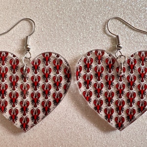 Red Lobster Earrings: Laser Cut Acrylic Lobsters, Aquarium, Ocean Animals, Sea Creatures, Fish Tank, Fisherman, BestGifts for Her/Him/Them