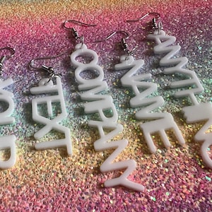 Custom Text Earrings: Laser Cut Words, Letters, Names, Teacher Gift, Anniversary, Best Gifts for Her/Him/Them