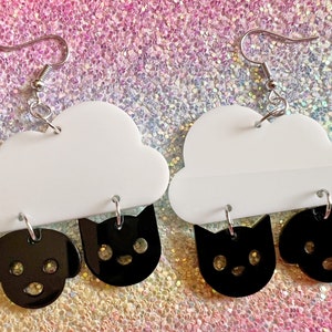 It's Raining Cats and Dogs Earrings: Laser Cut Acrylic Earrings, Raining, Rain, Gifts for Her/Him/Them