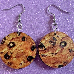 Chocolate Chip Cookie Earrings: Laser Cut Acrylic Cookies, Bakery, Snack, Dessert, Food Earrings, Biscuit, Best Gifts for Her/Him/Them