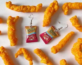 CLEARANCE - Cheetos Inspired Earrings: Snack, Dessert, Chips, Junk Food Earrings, Food Earrings, Best Gifts for Her/Him/Them