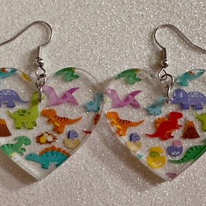 Dinosaur Earrings: Laser Cut Acrylic Dinosaurs, Dinos, Tyrannosaurus Rex, Jurassic, Volcano, Lava, Prehistoric, Best Gifts for Her/Him/Them