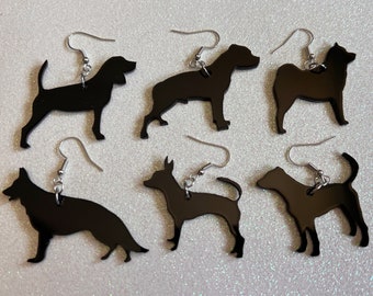 Dog Earrings (100+ Breeds Available): Laser Cut Acrylic Dogs, Canine, Labs, Pit Bull, Chihuahua, German Shepherd, Gifts for Her/Him/Them