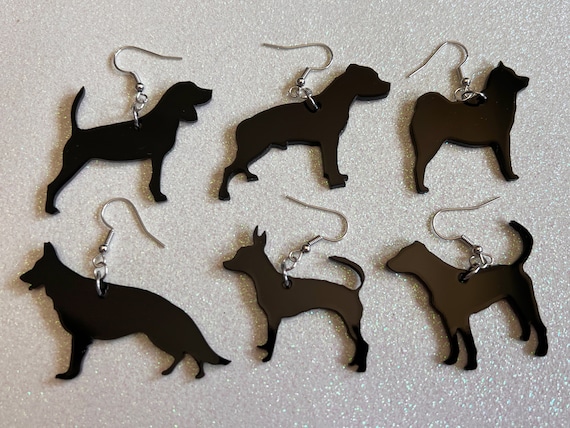 Dog Earrings 100 Breeds Available Laser Cut Acrylic Dogs Canine