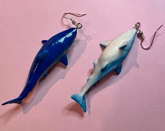 Shark Earrings: Sea Animal, Ocean, Jaws, Toys Turned Earrings, Gifts for Her/Him/Them