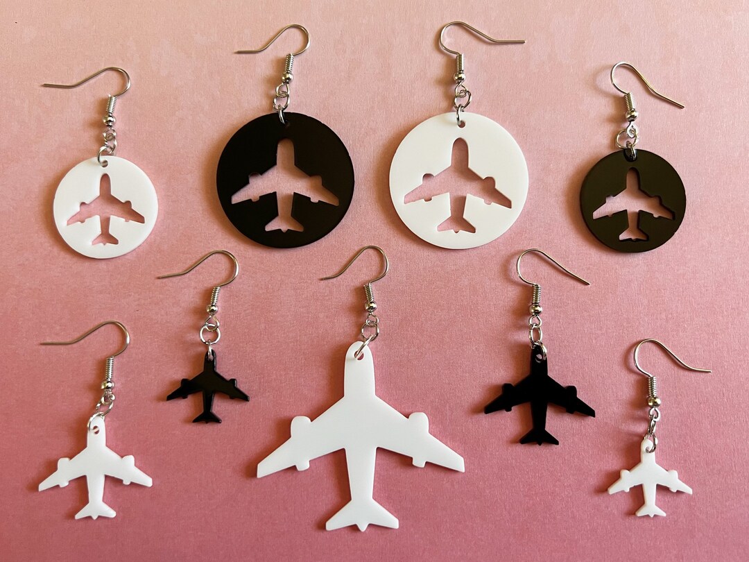 Plane Earrings Laser Cut Acrylic Airplanes, Fly, Travel, Airport