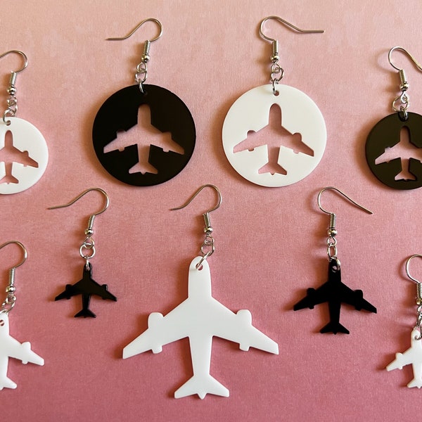 Plane Earrings: Laser Cut Acrylic Airplanes, Fly, Travel, Airport, Flying, Traveler, Explore, Gifts for Her/Him/Them