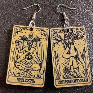 Orecchini con carte dei tarocchi: carte acriliche tagliate al laser, serata di giochi, carte, gioco, predizione del futuro, lettura di carte, Halloween, migliori regali per lei/lui/loro