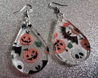 Halloween Earrings: Laser Cut Acrylic Pumpkins, Bats, Skulls, Skeletons, Fall Leaves, Spooky, Autumn, Spooky, Best Gifts for Her/Him/Them