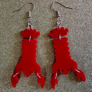 Red Lobster Earrings: Laser Cut Acrylic Lobsters, Aquarium, Ocean Animals, Sea Creatures, Fish Tank, Fisherman, BestGifts for Her/Him/Them