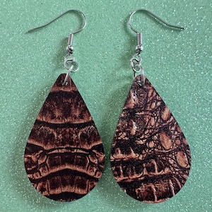 Faux Crocodile Skin Earrings: Laser Cut Acrylic Alligators, Reptile, Animals, Scales, Animal Print, Crocodiles, Best Gifts for Her/Him/Them