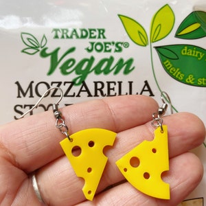 Cheese Slice Earrings: Dairy, Food Earrings, Cow, Swiss Cheese, Food Earrings, Gifts for Her/Him/Them