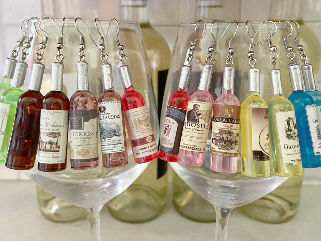 Wine Bottle Earrings large Vineyard Alcohol Etsy