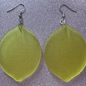 Lemon Earrings: Laser Cut Acrylic Lemons with Green Leaves, Lemonade, Fruit, Citrus, Food Earrings, Sour, Best Gifts for Her/Him/Them