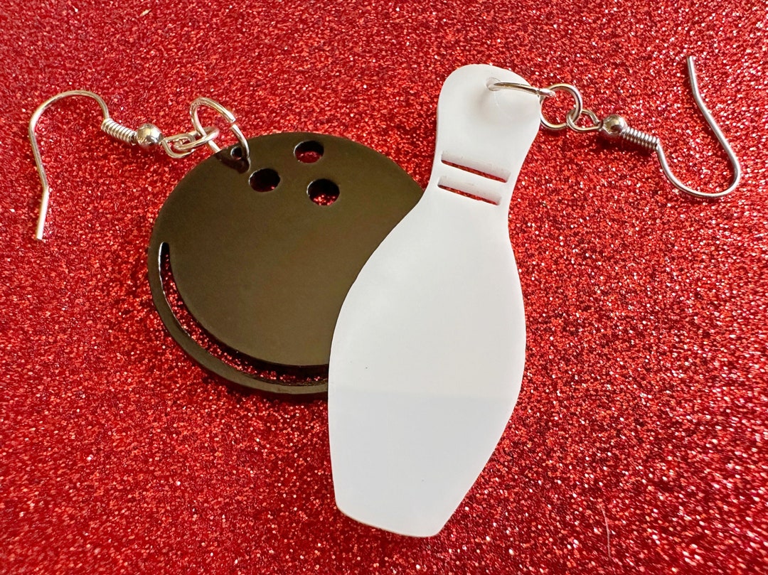 Bowling Earrings Laser Cut Acrylic Bowling Pins & Bowling Etsy