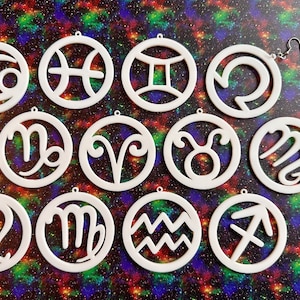 Boucles d'oreilles du zodiaque : signes astrologiques en acrylique découpés au laser, Lion, Scorpion, Bélier, Poissons, Cancer, Vierge, Gémeaux, horoscope, cadeaux pour elle/lui/eux