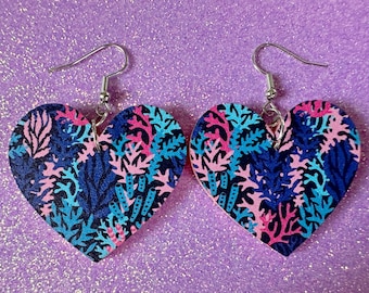 Faux Coral Earrings: Laser Cut Acrylic Coral Reef, Ocean, Diving, Tropical, Underwater, Aquarium, Marine, Best Gifts for Her/Him/Them