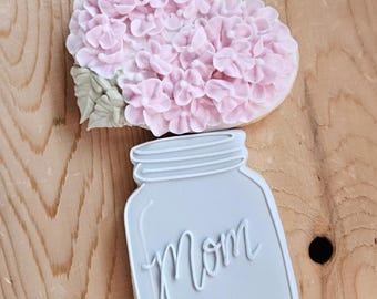 Cookies for Mom, Dye Free, Cookie Gift Box, Floral Hydrangea Mason Jar, Mothers Day Gift