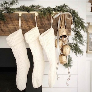 Cream Christmas Stocking | White Holiday Stocking | Rustic Christmas Knitted Stocking | Rustic Xmas Decor | Sweater Stocking